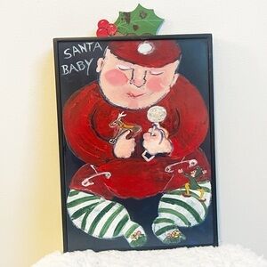 Nancy Thomas Santa Baby Wall Art Hand Painted Holiday Christmas Decor Winter